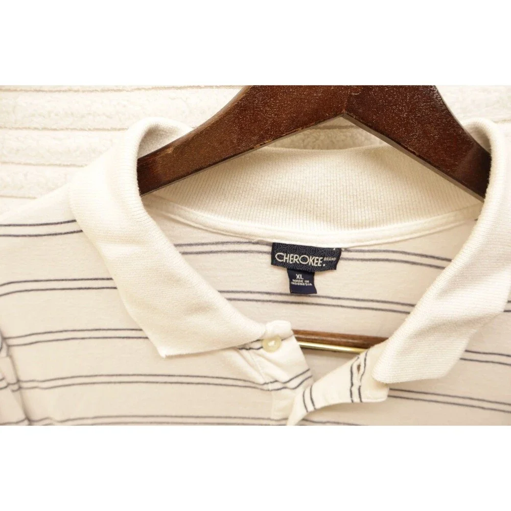 George Short Sleeve Polo Shirt Sz Xl White Striped Men 46-48